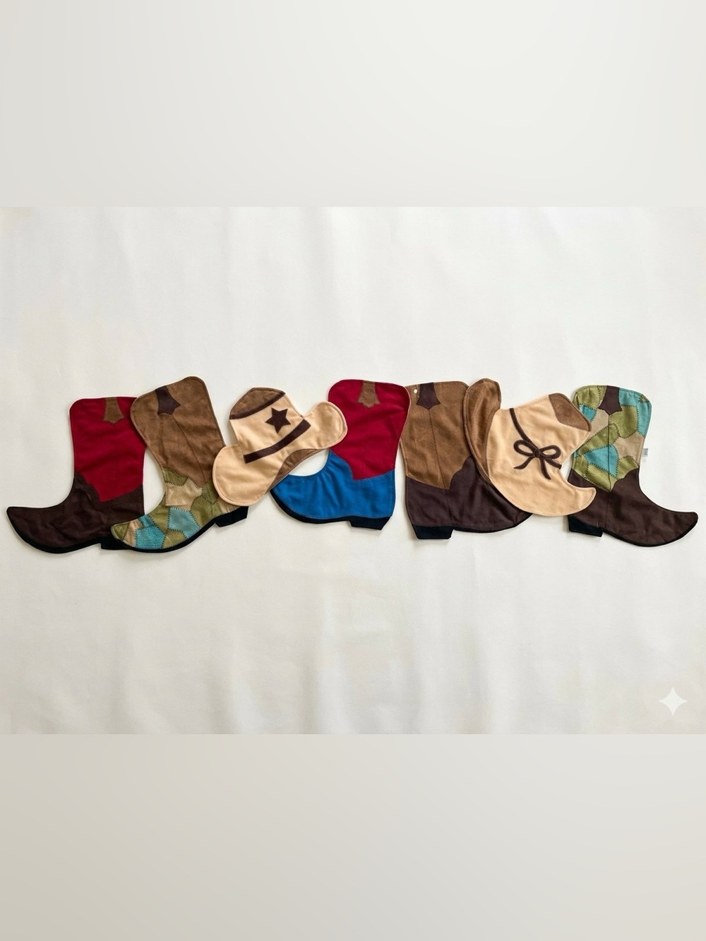 72" x13” Western Cowboy Boot & Hat Table Runner - Faux Suede & Faux Leather